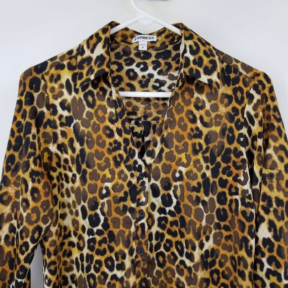 Express Long Sleeved Women's Collared Button Front Blouse Shirt Size Small - Picture 5 of 12
